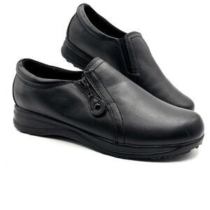 Clarks Collection Womens Black Leather Slip On Loafers Size 8 W